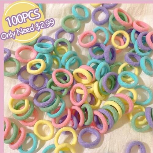 Kid Small Hair Bands Baby Girl Children Headbands Colorful Elastic Hair Tie Nylon Scrunchie Hair Rope 100/200pcs Hair Accessorie