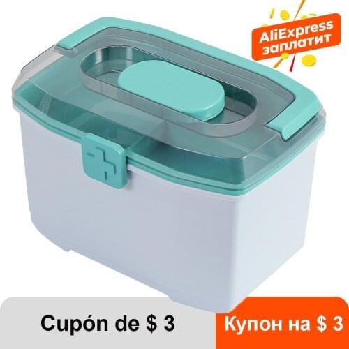 2 Layer Plastic Medicine Chest Storage Box Large Capacity Drawer Sundries Organizer First Aid Kit with Small Pill Container Case