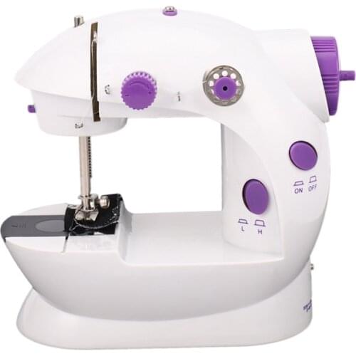 HOT-Eu Plug Mini Electric Handheld Sewing Machine Dual Speed Adjustment With Light Foot AC220V Double Threads Pedal Sewing Machi