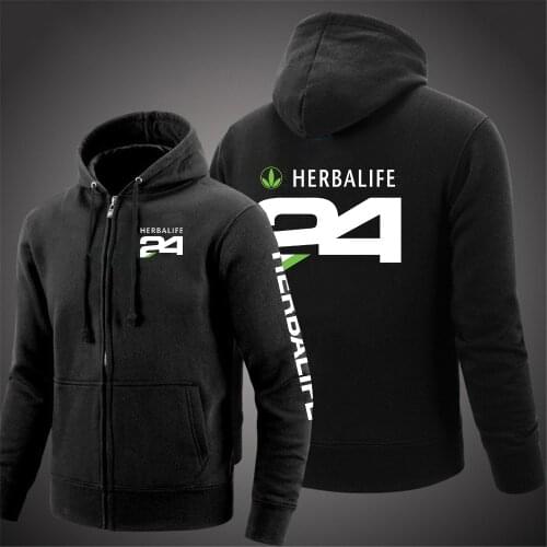 Herbalife 24 Logo Autumn Fashion Men Zipper Hoodie Sweatshirts Printed Casual Pocket Zip Up Long sleeve Hoodies jacket coat tops