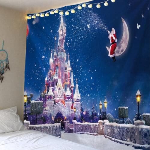 Tapestry Christmas Wall Hanging Christmas Night Home Deco Christmas Castle Print Tapestries Large Size Free Shipping Tapestries