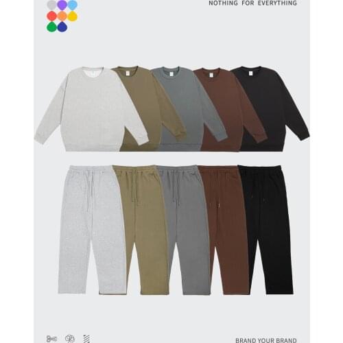 INFLATION Mens Tracksuit 2021 Trendy Plain Casual Sweatsuit Women Two Pieces Set Couple Sports Sweatpants And Sweatshirts Suit