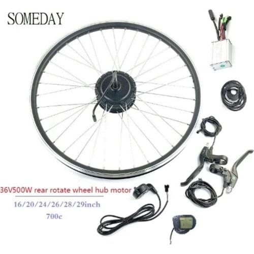 SOMEDAY 36V500W electric bike conversion kit with lcd5 display e-bike rear rotate hub motor with spoke and rim