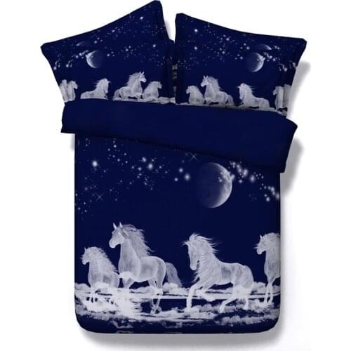 3D White Horse Bedding Sets 3/4 pcs Unicorn Printed Duvet Cover Sets King Queen Twin Size Bedspreads Kids Home Decor Bedclothes
