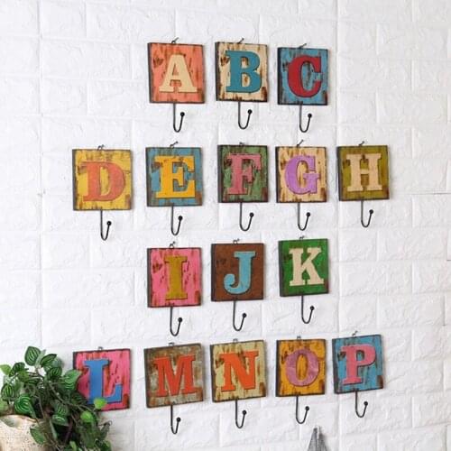 Hook Hanger wall hook Creative home decoration hook retro 26 English letters wall decoration wall decoration hook