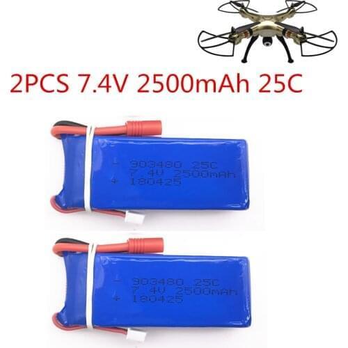 Lipo 2S RC Drone Syma X8C Lipo Battery 7.4V 2500mah 2pcs Battery X8W For Wltoys V262 X8W X8C X8 Quadcopter Helicopter Spare Part