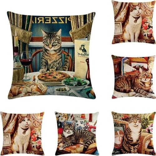 Super Cute Persian Cat Series Flax Pillow Cover and Cushion Cover Home Decor