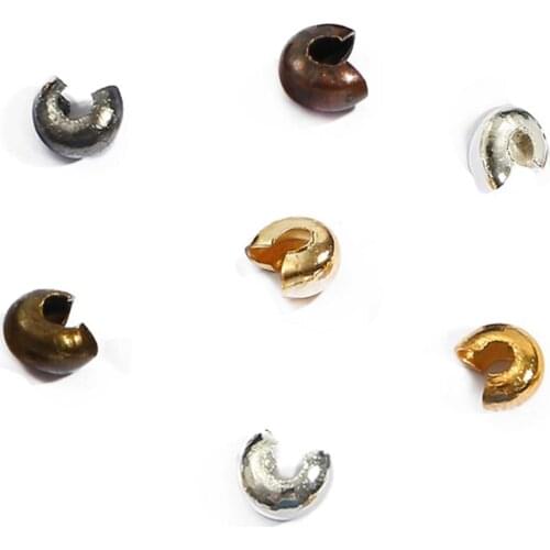 100pcs/lot Copper Round Covers Crimp End Beads Dia 3 4 5 mm Stopper Spacer Beads For DIY Jewelry Making Findings Supplies