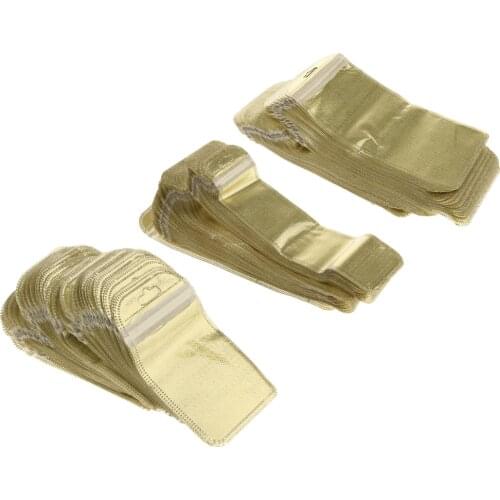 50Pcs Reclosable Gold OPP Polypropylene Zipper Bags Packaging for Jewelry Small Thing Holder