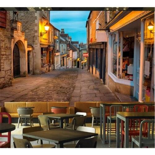 Custom Mural Wallpaper European Italy Street Town Landscape Painting Photo Wall Murals Restaurant Cafe Interior Decor Wallpapers