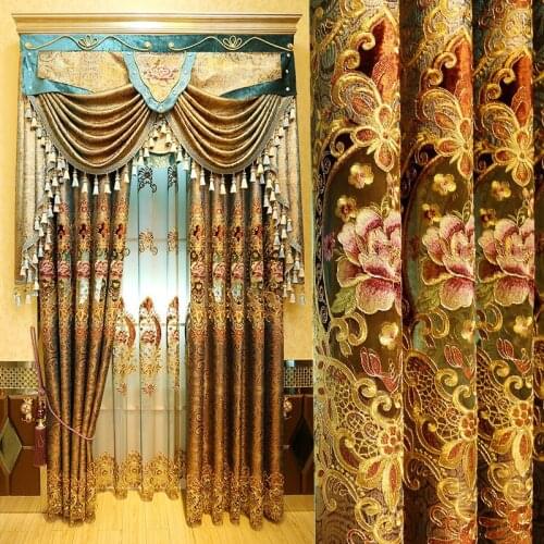 New Gold Leather Pan with Embroidered Hollow Embroidered Curtains Ethnic Style Curtain Cloth Living Room Dining Room Curtains