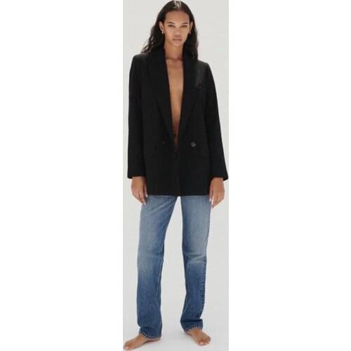 2021 New ZA Autumn Womens Double Row Mouth All-Match Drape Casual Suit