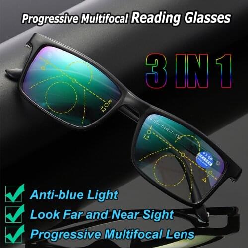 Anti-blue Light Glasses Presbyopia Eyeglasses Progressive Multifocal Lens Computer Eyeglasses +1 +1.5 +2 +2.5 +3 +3.5 +4