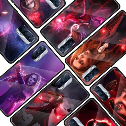 Scarlet Witch Marvel for OPPO Realme 7i 7 6 5 Pro C3 XT A9 2020 A52 Find X2Lite Luxury Tempered Glass Phone Case Cover