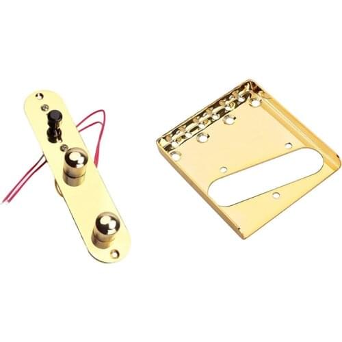 Saddle Bridge Plate 3 Way Switch Control Plate Gold & Top Loader Guitar Bridge Plate for Fender Telecaster (Gold)85.5mm