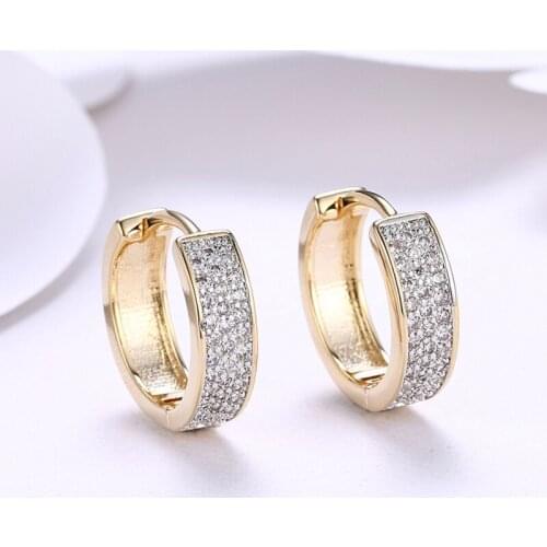 Fashion Luxury AAA Zircon Hoop Earrings For Women Champagne Gold Jewelry Ladies Earrings Cute Girl Earrings Free Shipping