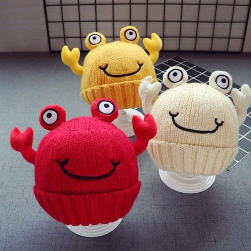 Baby Animal Crab Hat Autumn Winter Knitted Caps for Children Baby Beanie Hats Accessories Photography Props