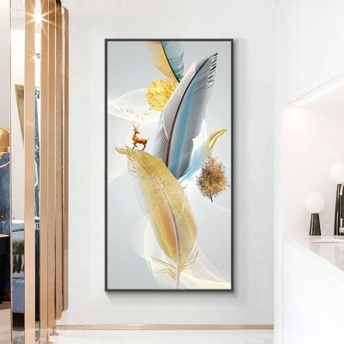 Modern Golden Feather On Canvas Print Painting Nordic Poster Wall Art Picture For Living Room Home Decoration Frameless