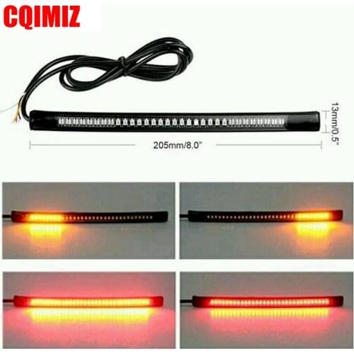48SMD LED Motorcycle Light Bar Strip Tail Brake Stop Turn Signal License Plate Light Red Amber Integrated Taillight