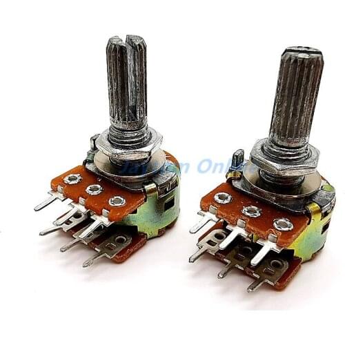 2pcs WH148 1K 10K 20K 50K 100K Shaft Amplifier Dual Stereo Volume Potentiometer B1K B10K B20K B50K 6Pin 20mm