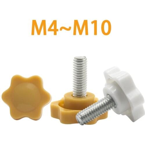 5/10pcs M4 M5 M6 M8 M10 Thread Star Shaped Head Thread Clamping Screw Bolt Knob for Industry Equipment Plastic Carbon Steel