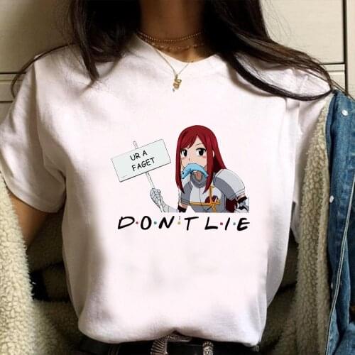 Funny Women T Shirts Japanese Anime FAIRY TAIL Tees Erza Scarlet Erza Scarlet Graphic Print T-shirt Summer Causal Streetwear