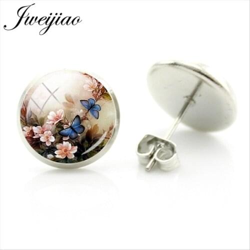 JWEIJIAO Retro Butterfly Earrings Simple And Elegant Personality Female Butterfly Stud Earrings Brincos Jewelry FQ298