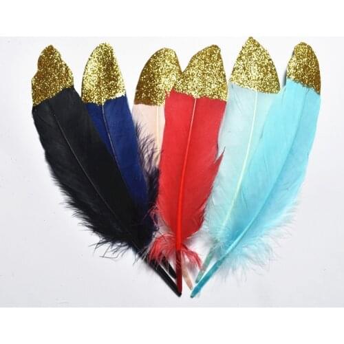 10Pcs Spray Gold Silver Goose Feathers 15-20cm6-8" Gold Feathers for Crafts Pheasant Feathers Top Plumas Carnaval Decor Plume