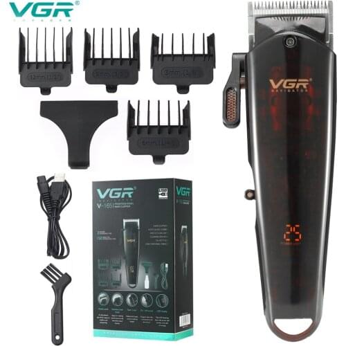 2021 VGR New Model V-165 Rechargeable Hair Cutting Machine Hair Clippers Trimmer Transparent Cover White Or Red Base 5000rpm