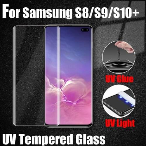 3D Ultra Clear Anti-Blue Matte UV Tempered Glass Film Screen Protector Coverage for Samsung Galaxy S8 S9 S10 Plus UV Liquid Film