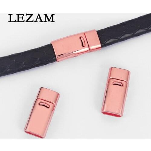 5sets Rose Gold Strong Magnetic Clasp For 2 Strands 5mm Round Cord Or 10*5mm Leather Cord Diy Bracelet Jewelry Making Findings