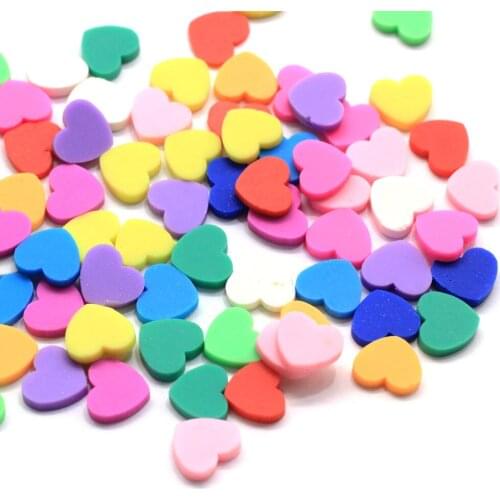 50/100g PolymerlkWholesale 8*9MM Rainbow Color Polymer Clay Heart Sprinkles Valentines Day Heart Sprinkles Assorted Cheap Bulk H