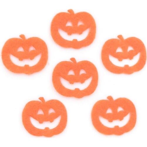 200Pcs Yellow Halloweens Pumpkin Fabric Patches Felt Applique for Craft/Clothes/Hallowmas DIY Scrapbooking Accessories K77