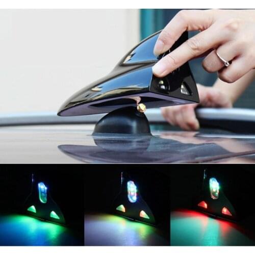 Car Shark Fin Antenna Base Cover Aerial Trim with Remote Control Solar Automobile Top LED Warning Light Signal Receiver