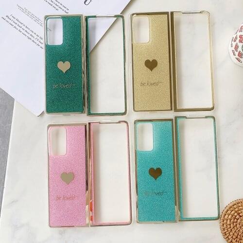 Glitter Love Case For Samsung Galaxy Z Fold 2 Bling Silicon Soft Phone Case For Samsung Fold2 5G Back Cover With Holder
