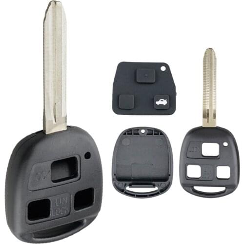 Car Key Case 3 Button Car Remote Key Shell with Rubber Button Pad Fit for Toyota