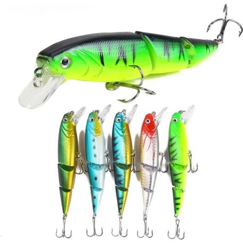 Colorful Three-section 15.3g / 11cm Plastic Lure Simulation Bait Minnow Fishing Lures Fishing Accessories