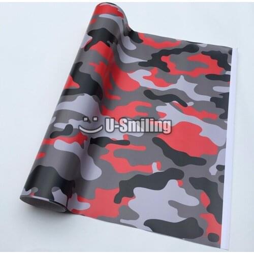 Elite Red Camo Vinyl Film Car Vinyl Wrap Film Roll Foil Sticker Sheet Bubble Free Bike Console Computer Skin