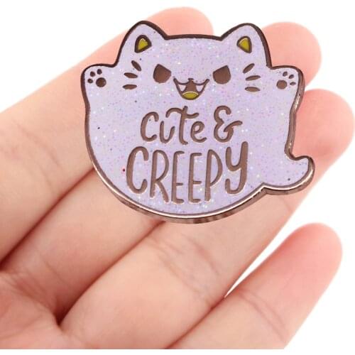 DZ1976 Halloween Cat Ghost Enamel Pin Brooches Bag Lapel Pin Cartoon Holiday Badge Backpack Decoration Jewelry Gift Accessories