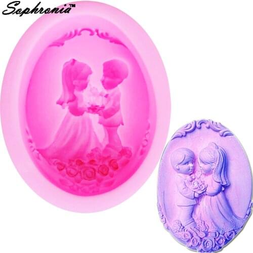 Sophronia S044 Lover Bride Groom Silicone Soap Mold 3D Craft Mold Fondant Cake Decorating Tools Chocolate Cake Baking Moulds