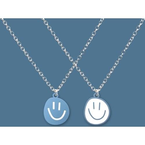 Colorful Smiley Face Handmade Clavicle Chain Pendant Necklace For Women Girls Luxury Simple Sweet Y2K Jewelry 90s Gift Wholesale