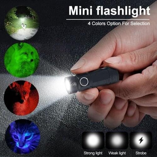 Mini LED Flashlight/UV Light Torch Outdoor Portable Hiking Tiny 3Modes Torch Waterproof Lamp+16340+USB Charger+Protection Box