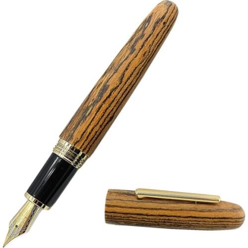 New JINHAO 9056 Natural Wood Fountain Pen Handmade Full Wooden Beautiful Pen Iridium Fine 0.5mm Fashion Writing Ink Pen Gift Pen