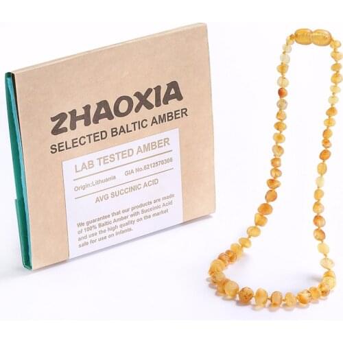 Raw Baltic Amber Teething Necklace/Bracelet for Baby(Lemon Raw - UnPolished) - Handmade in Lithuania - 3 Sizes