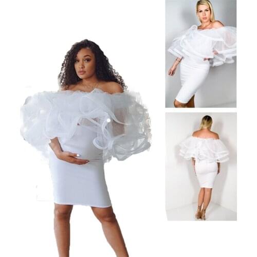 Sexy Women Maternity Gown Custom Made Elegant Floor Length Tiered Dress For Photoshoot Prom Party Slim Fit Nightgowns