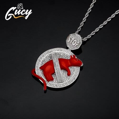 GUCY Stunning Silver Color Cubic Zirconal Paved Cute Round Animal Necklace Fashion Women Jewelry