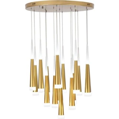 Simple stairwell chandelier villa duplex building modern living room meteor shower lamp rotating staircase LED long chandelier