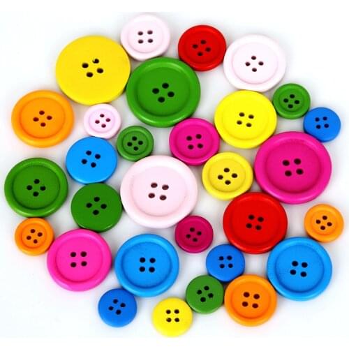 15 20 25 30mm Mixed Color Round Wood Buttons For Clothes Craft Sewing Buttons Scrapbook DIY Home Decoration Accessories