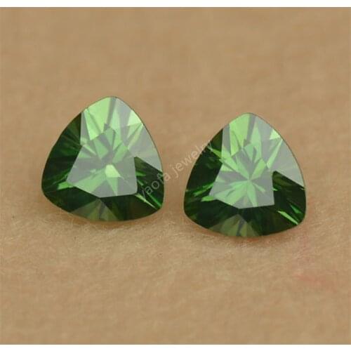 Sale 3x3~12x12mm 5A Light Green Color Trillion Shape Loose Synthetic Cubic Zircon Stone Lab Grown CZ Gems For DIY Jewelry