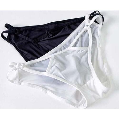 Milk Silk Panties European and American Style Hollowed Out Sexy Thin Ice Silk Womens Thong Low Waist Pure Color underwear